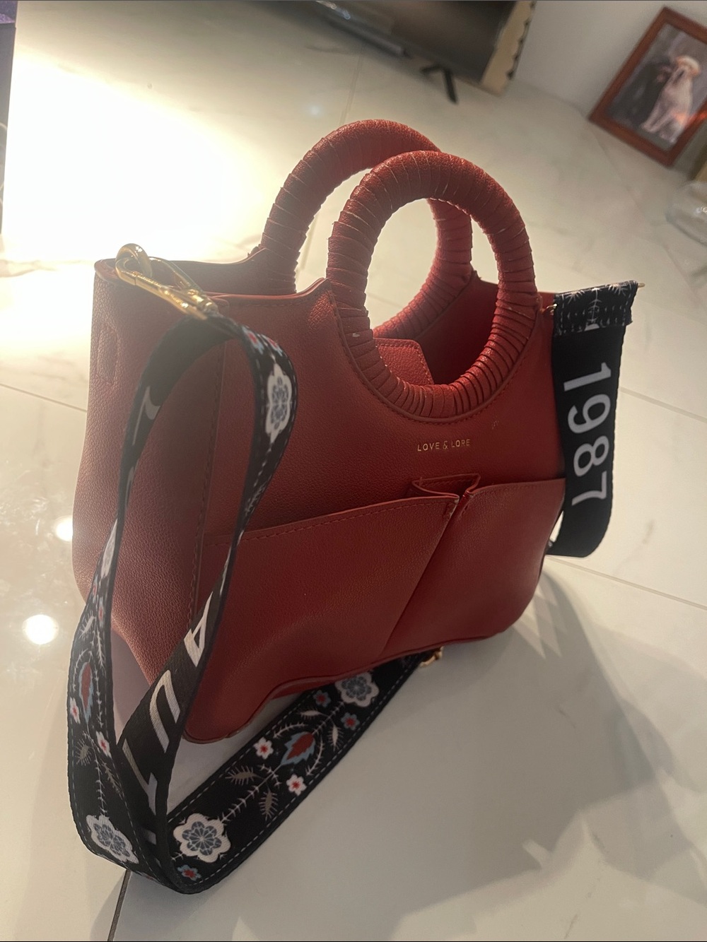 LOVE & LORE Circular-Handle Shoulder Bag Bohemian Strap Travel/Everyday ☕️